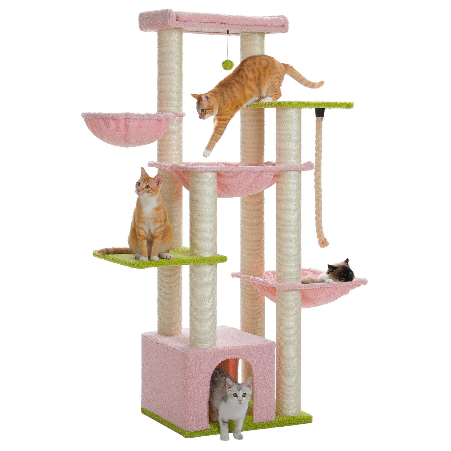 Big Cat Tree for Large Cats - Multi-Level Robust Cat Tower with Hammock and 11 Sisal Posts
