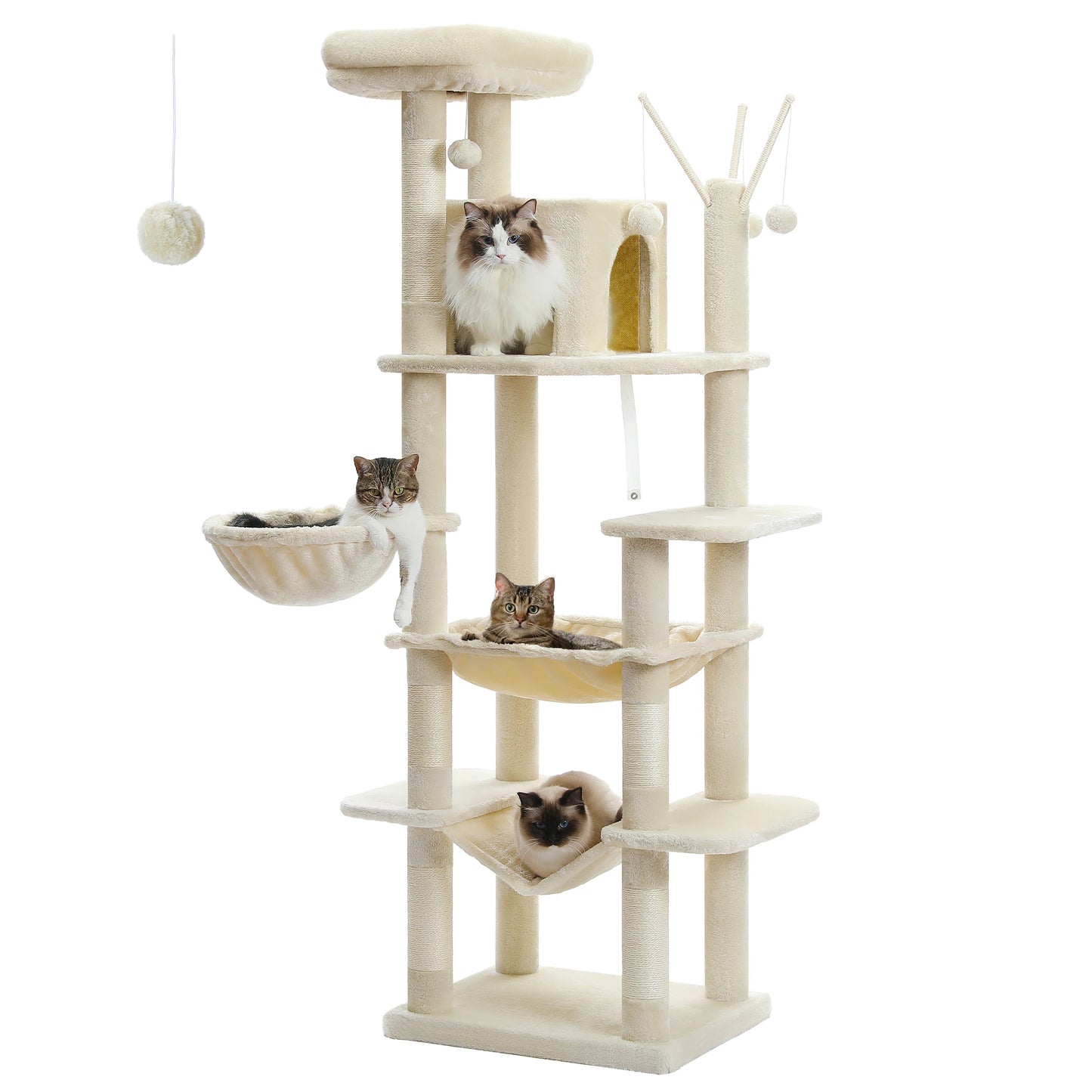 Large Cat Tree Tall Cat Tower for Indoor Cats - Multi-Level Plush Cat Condo with Scratching Posts and Perches