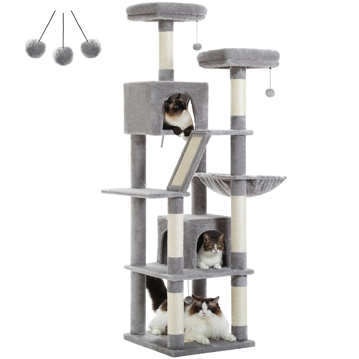 Large Cat Tree Tall Cat Tower for Indoor Cats - Multi-Level Plush Cat Condo with Scratching Posts and Perches