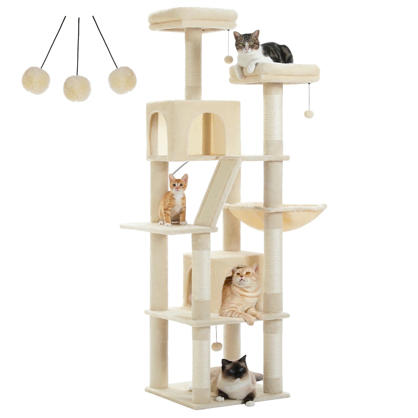 Large Cat Tree Tall Cat Tower for Indoor Cats - Multi-Level Plush Cat Condo with Scratching Posts and Perches