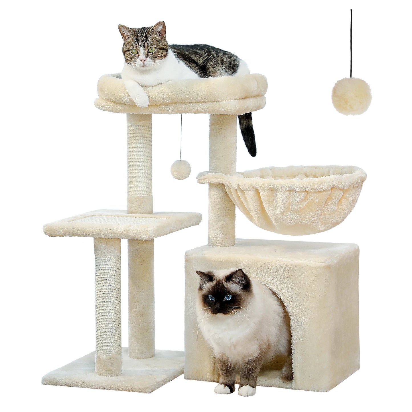 Cat Tree Tower for Indoor Cats - 2 Styles with Scratching Posts, Hammock, and Removable Top Perch - Grey