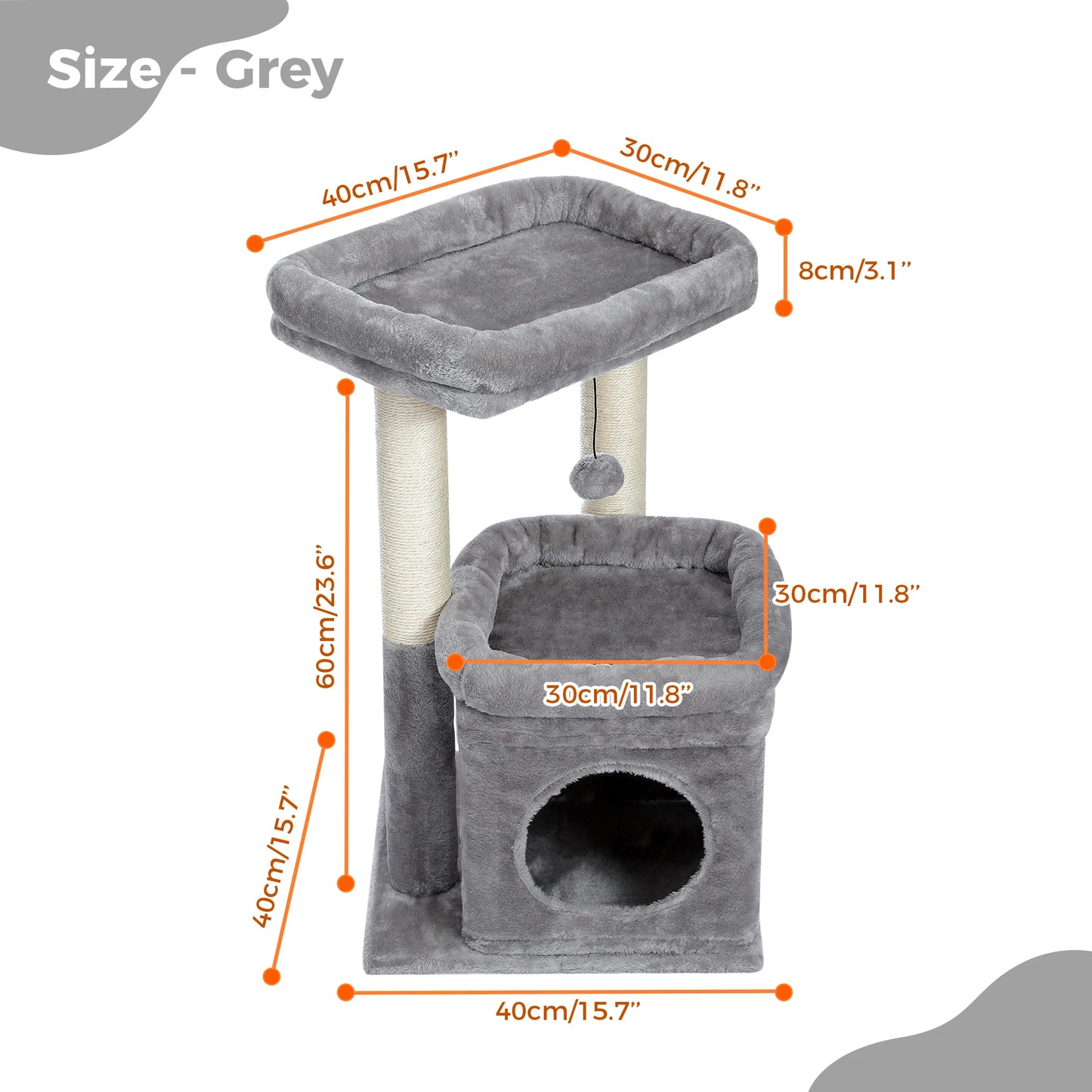 Cozy Cat Tree Tower for Indoor Cats with Double Large Perch and Private Condo