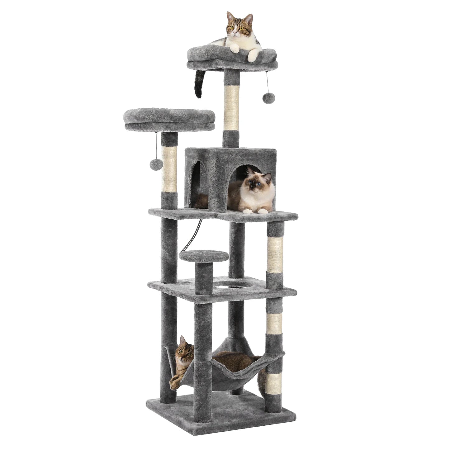 Large Cat Tree Tall Cat Tower for Indoor Cats - Multi-Level Plush Cat Condo with Scratching Posts and Perches
