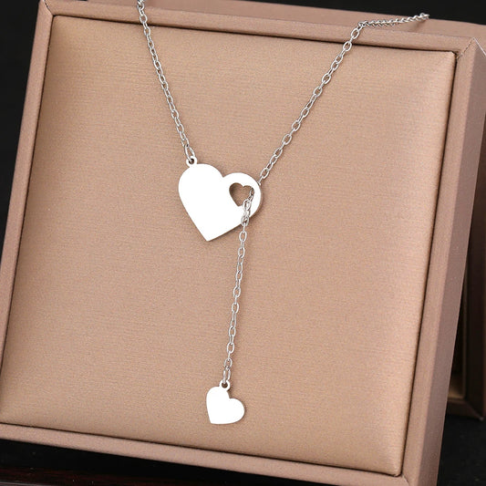 Stainless Steel Sweet Heart Pendant Necklace for Women - Fashion Choker Jewelry for Weddings and Parties