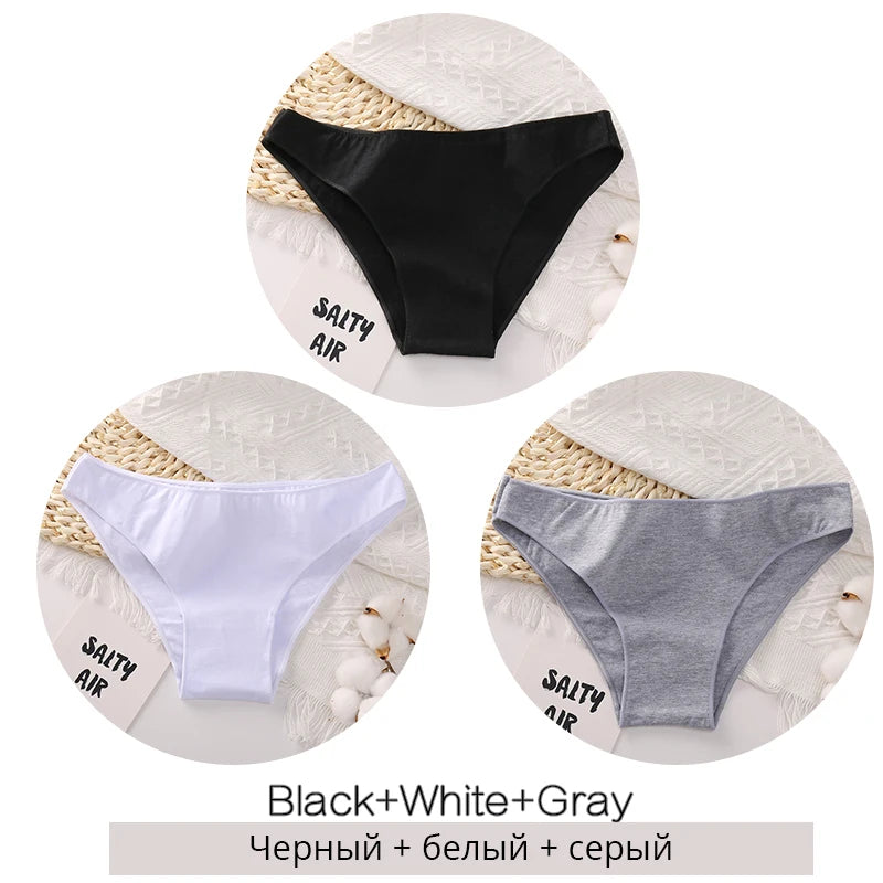FINETOO M-2XL Women Cotton Underwear 3Pcs/set