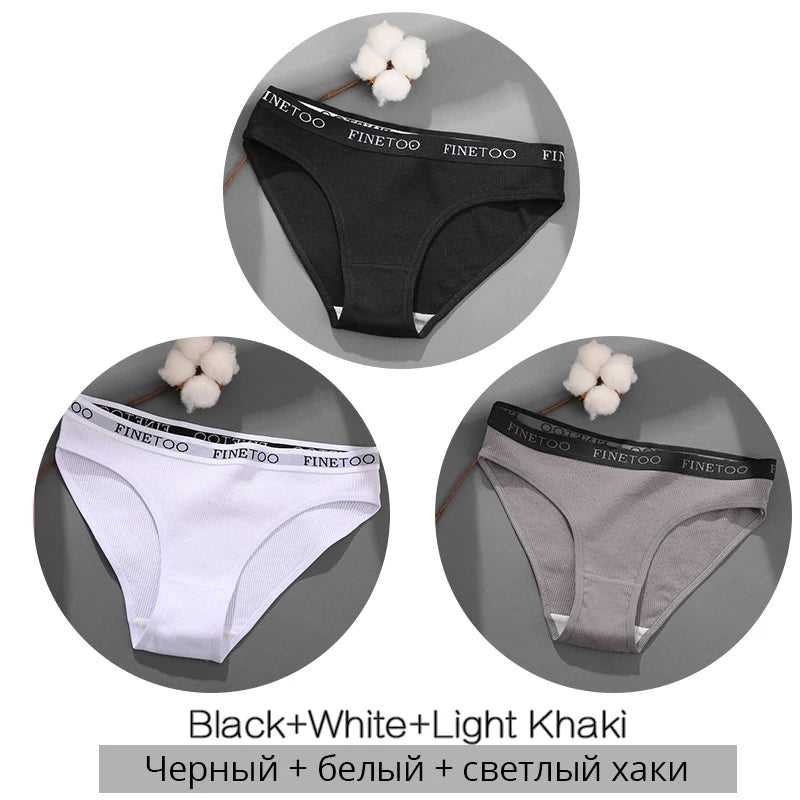 FINETOO 3PCS Women's Cotton Panty Set