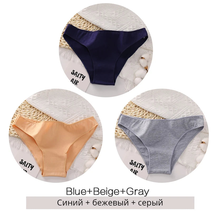 FINETOO M-2XL Women Cotton Underwear 3Pcs/set