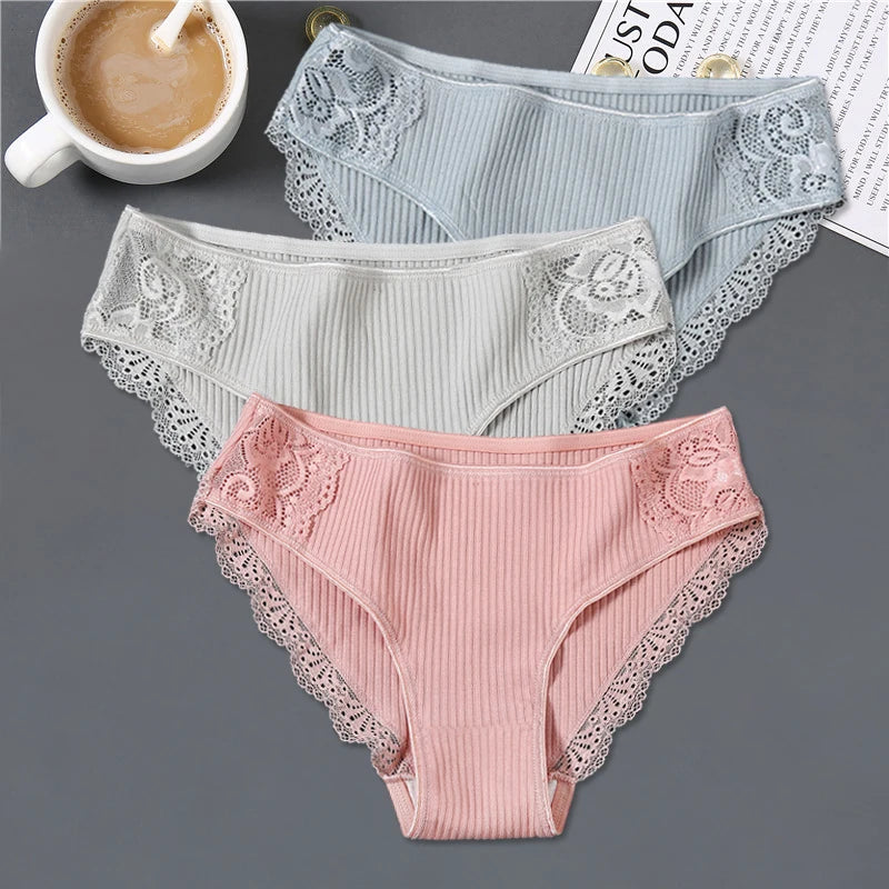FINETOO 3Pcs/set Women Cotton Panties M-2XL