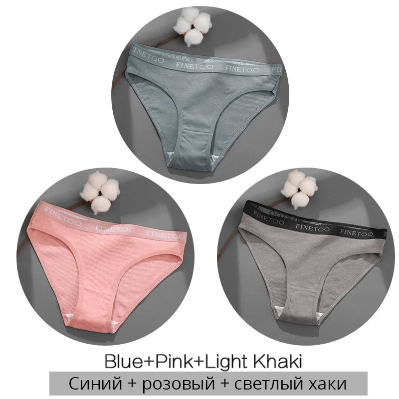 FINETOO 3PCS Women's Cotton Panty Set