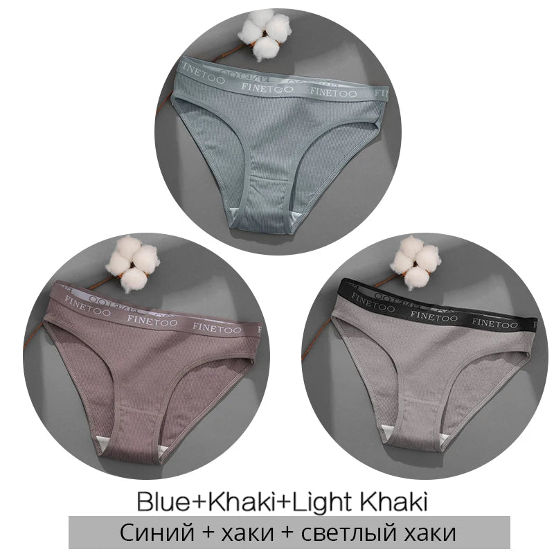 FINETOO 3PCS Women's Cotton Panty Set