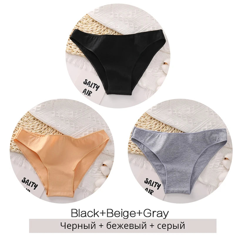 FINETOO M-2XL Women Cotton Underwear 3Pcs/set