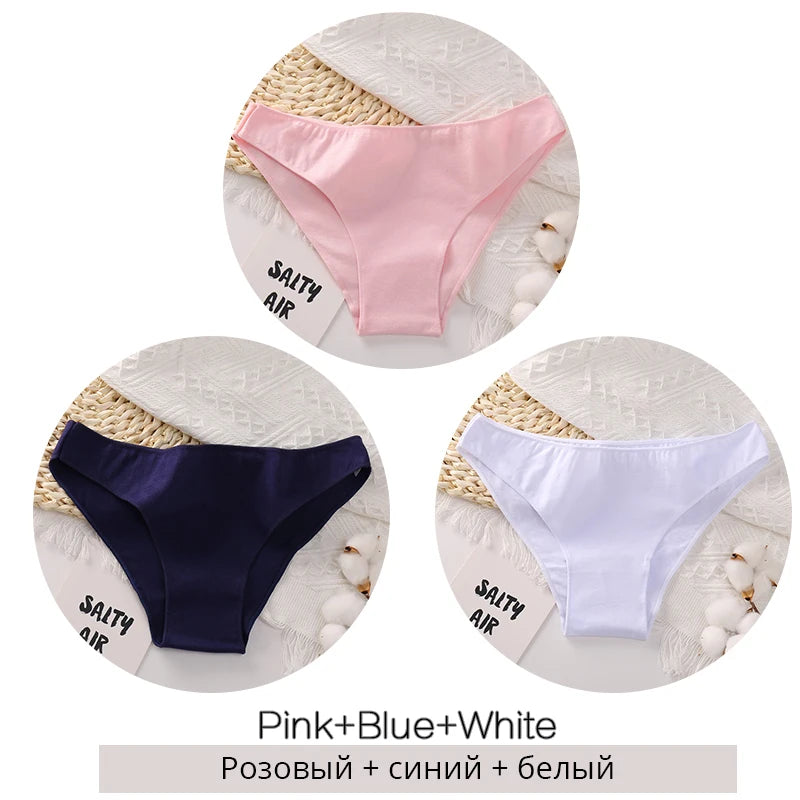FINETOO M-2XL Women Cotton Underwear 3Pcs/set