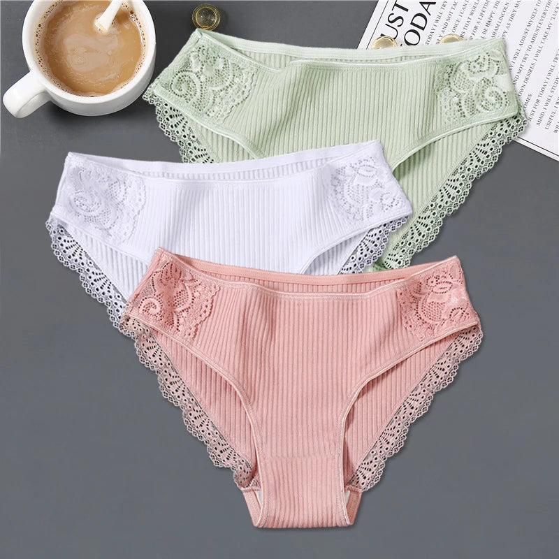 FINETOO 3Pcs/set Women Cotton Panties M-2XL