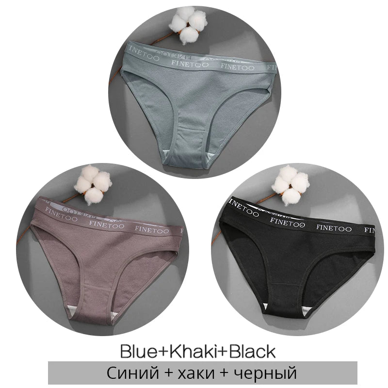 FINETOO 3PCS Women's Cotton Panty Set