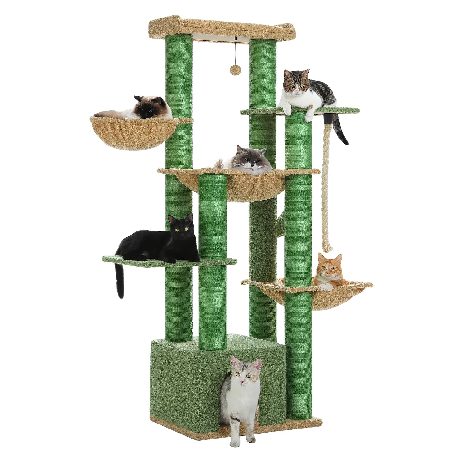Big Cat Tree for Large Cats - Multi-Level Robust Cat Tower with Hammock and 11 Sisal Posts
