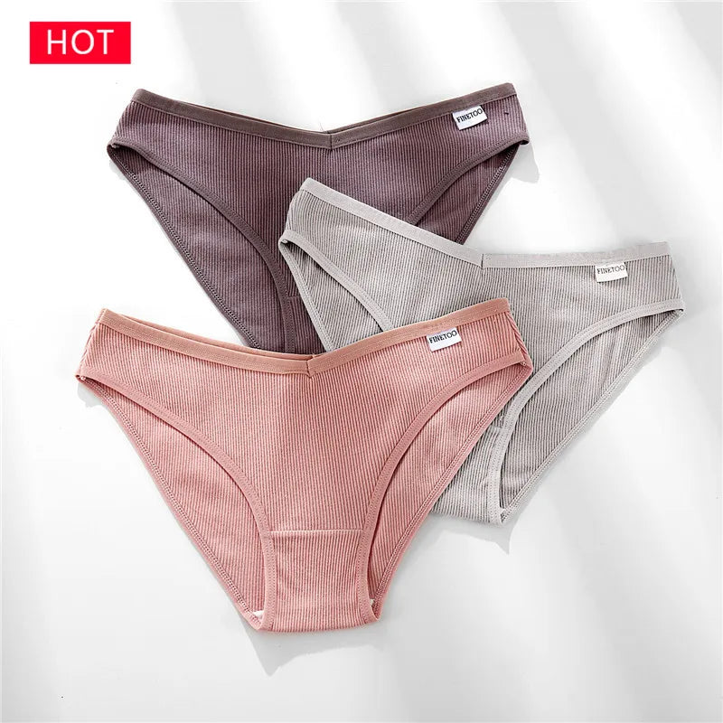 FINETOO 3PCS Women's Cotton Panty Set