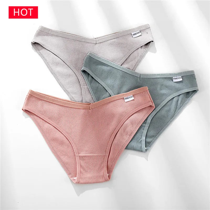 FINETOO 3PCS Women's Cotton Panty Set
