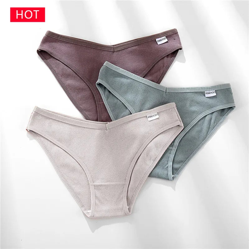 FINETOO 3PCS Women's Cotton Panty Set
