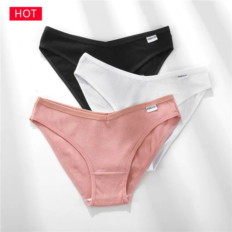FINETOO 3PCS Women's Cotton Panty Set
