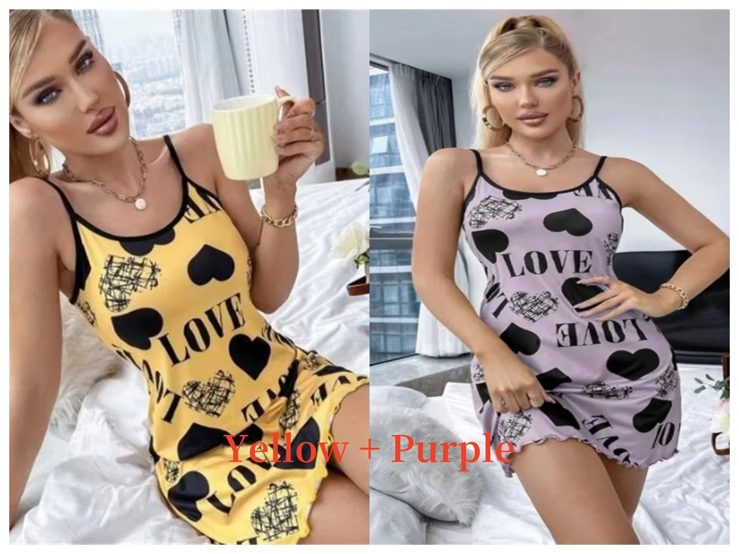 Summer Women's Sexy Halter Nightgown with Cute Printing