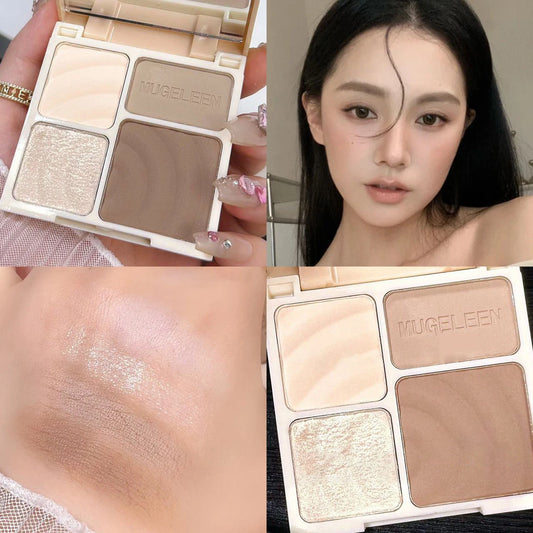 4 Colors Highlighter Contour 3D Facial Bronzer Palette - Matte Brightening Makeup