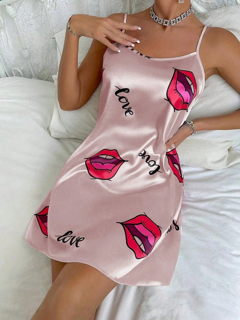 Women's Satin Floral Print Nightdress