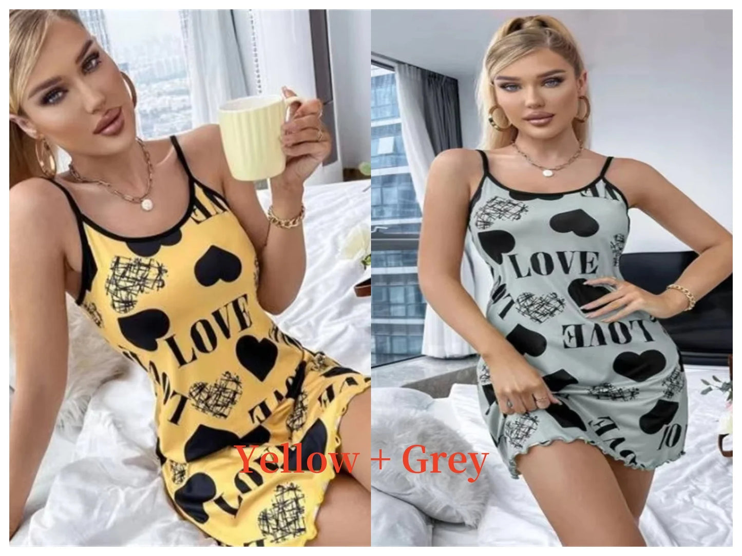 Summer Women's Sexy Halter Nightgown with Cute Printing
