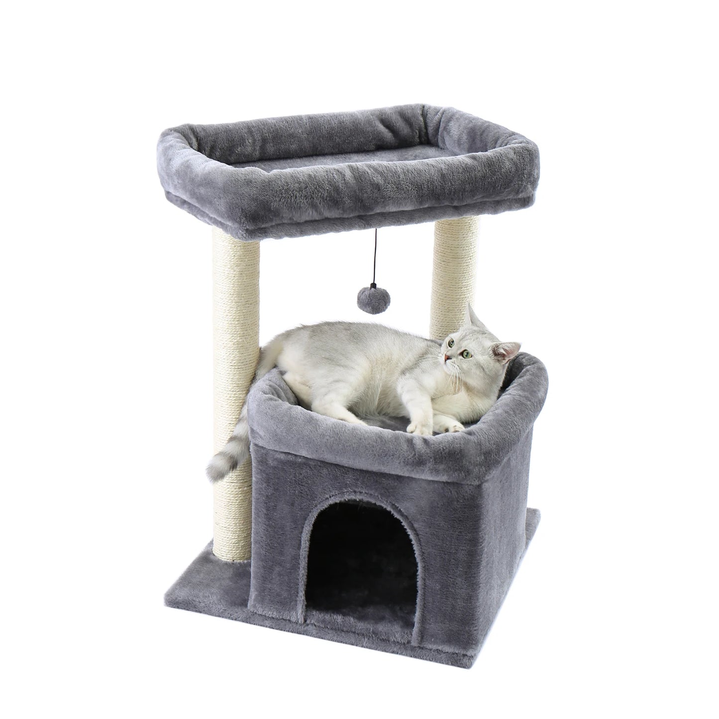 Cozy Cat Tree Tower for Indoor Cats with Double Large Perch and Private Condo