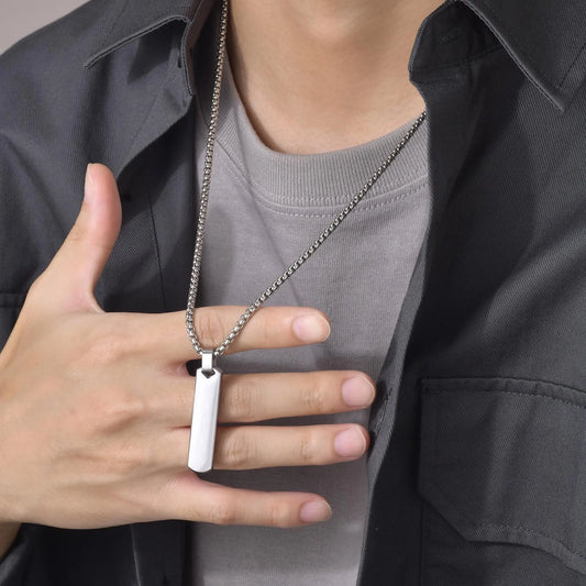 2pcs Vertical Layer Necklaces for Men and Boys | Waterproof Stainless Steel Cuban Chain Collar