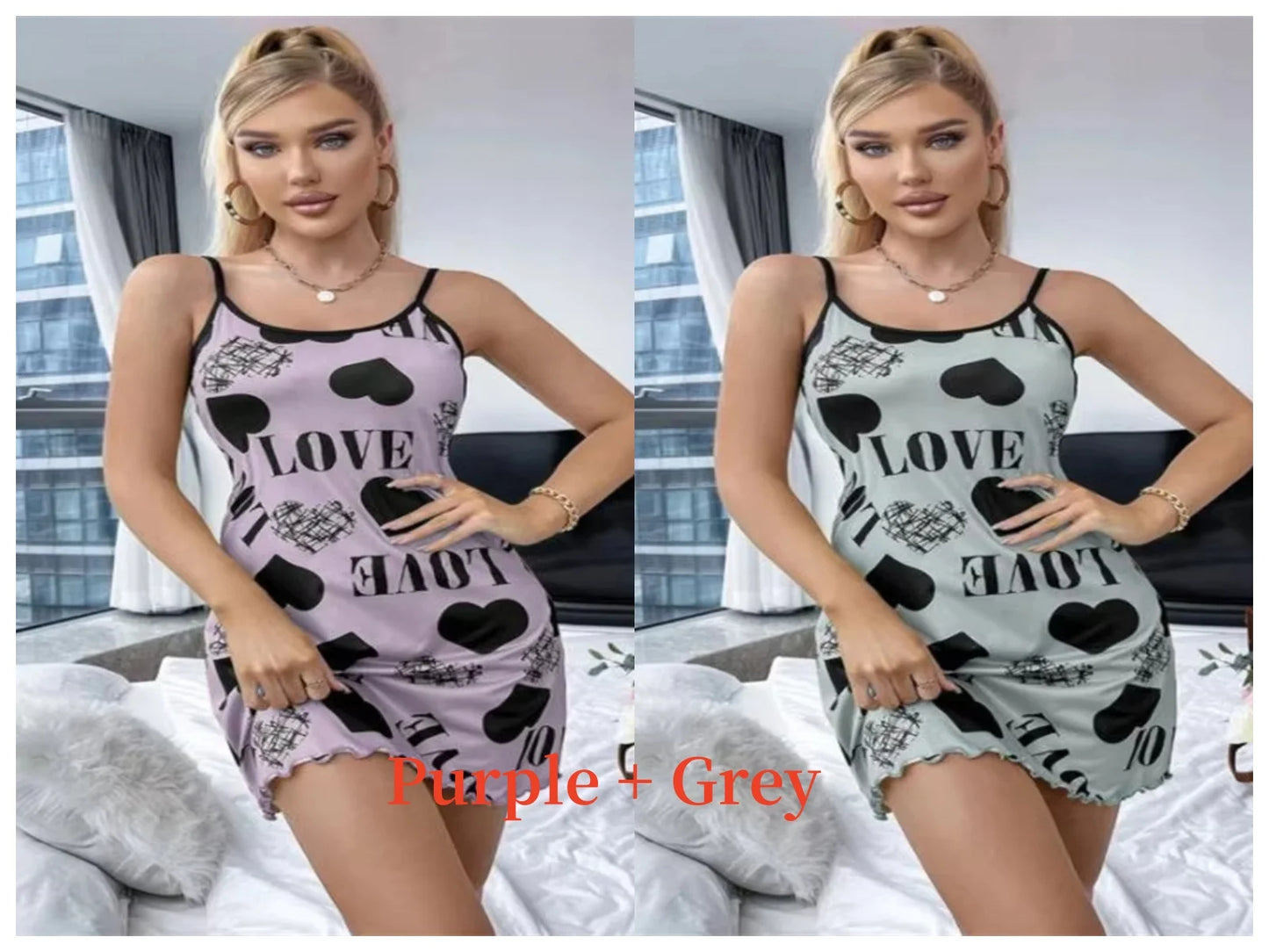 Summer Women's Sexy Halter Nightgown with Cute Printing