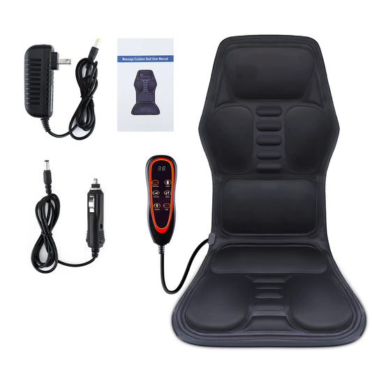 Electric Heating Back Waist Massager - Vibration Massage Mat for Home, Office, Car