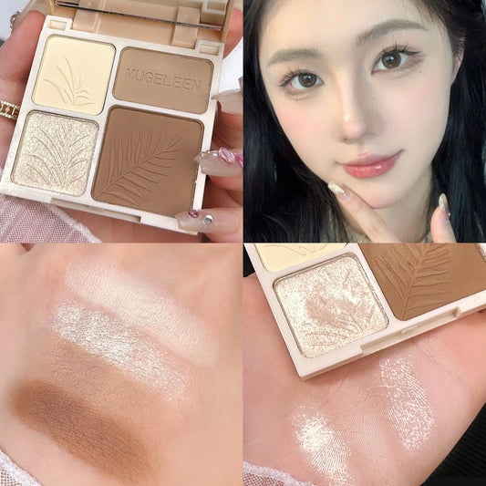 4 Colors Highlighter Contour 3D Facial Bronzer Palette - Matte Brightening Makeup