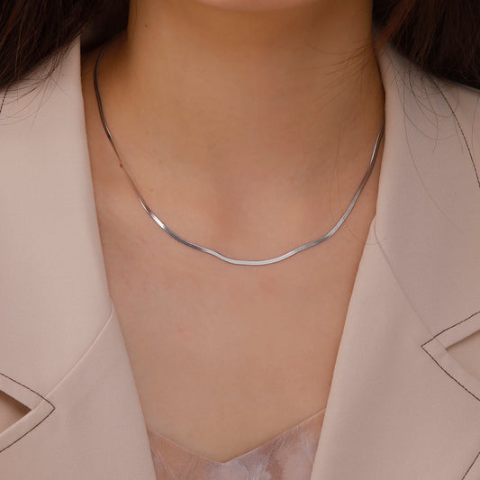 Skyrim Stainless Steel Snake Chain Necklace - Gold Herringbone Choker for Men & Women - Trendy Jewelry Gift 2025