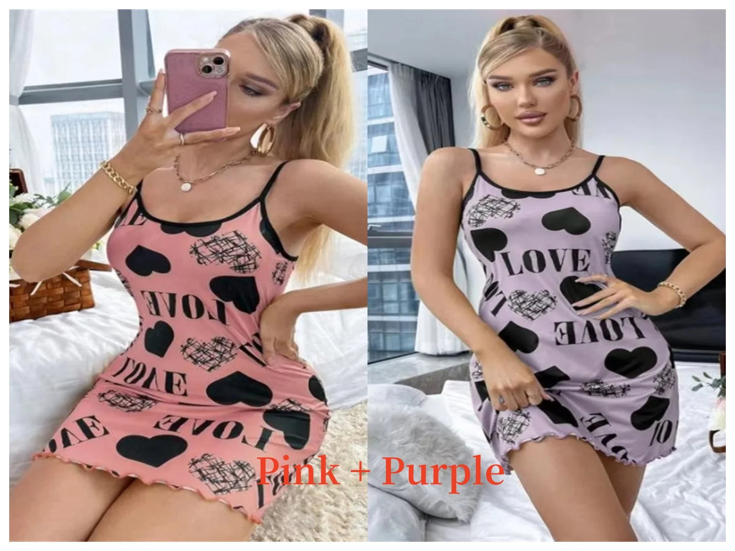 Summer Women's Sexy Halter Nightgown with Cute Printing