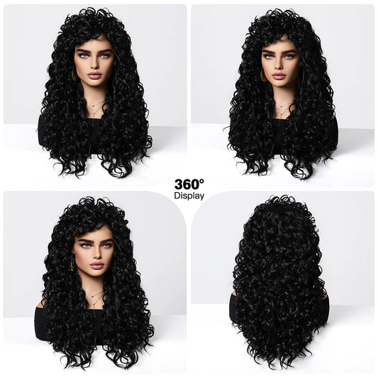 EASIHAIR Curly Synthetic Wig - Natural Platinum Blonde Long Silky Deep Water Wave for Women