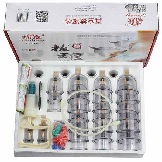 32 Jars Vacuum Cupping Therapy Set – Effective Massage and Physiotherapy Suction Cups for Whole Body Care