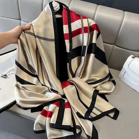 Satin Silk Shawl Hijab Scarf for Women - Summer Beach Wrap