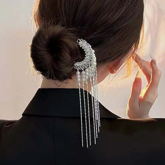 Handmade Pearl Tassel Hair Sticks for Women - Vintage Chinese Style U-Shaped Hairpin
