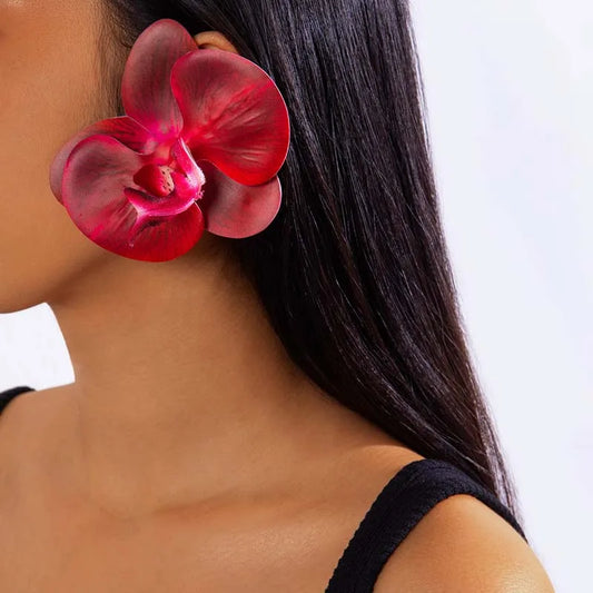 Fashion Butterfly Orchid Stud Earrings for Women - Exaggerated Large Flower Earrings for Weddings and Gifts 2024