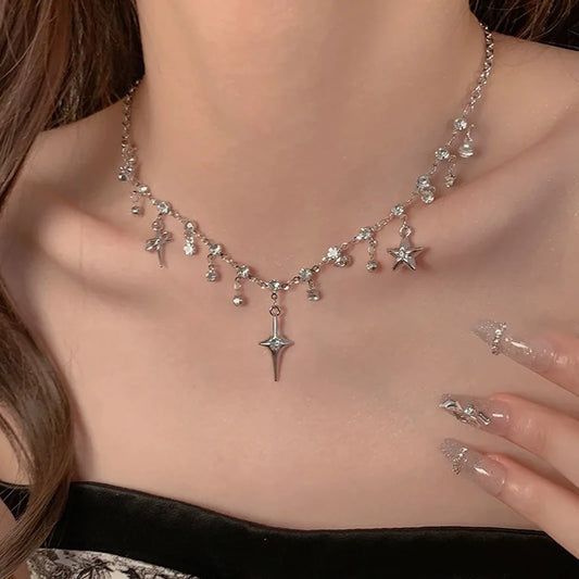2025 New Punk Silver Thorny Choker Necklace for Hip Hop and Rock Style