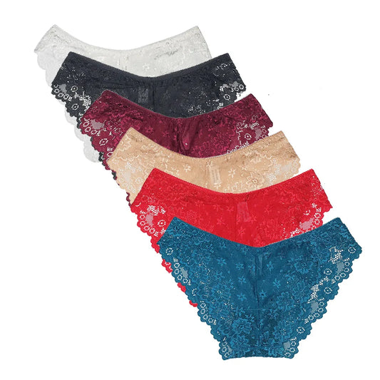 5 PCS/Set Mesh Briefs Lace Panties - Sexy Transparent Underwear for Women