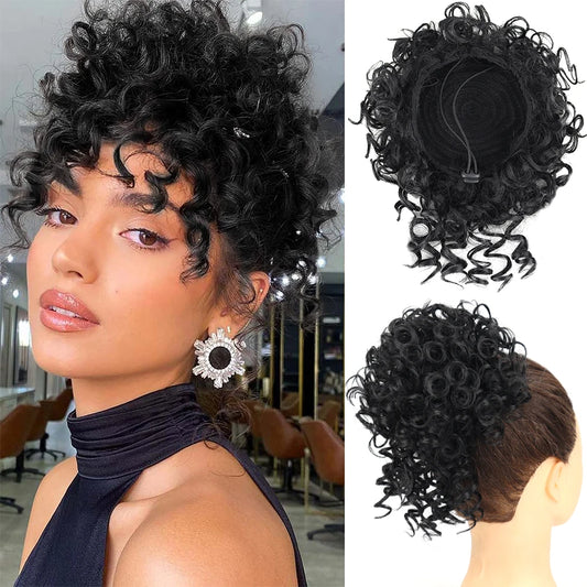 Messy Hair Bun Hair Piece - Large Curly Loose Wave Ponytail Extension
