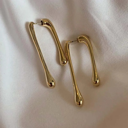 Fashion Metal Water Drop Long Pendant Earrings for Women - Vintage Geometric Jewelry for Parties