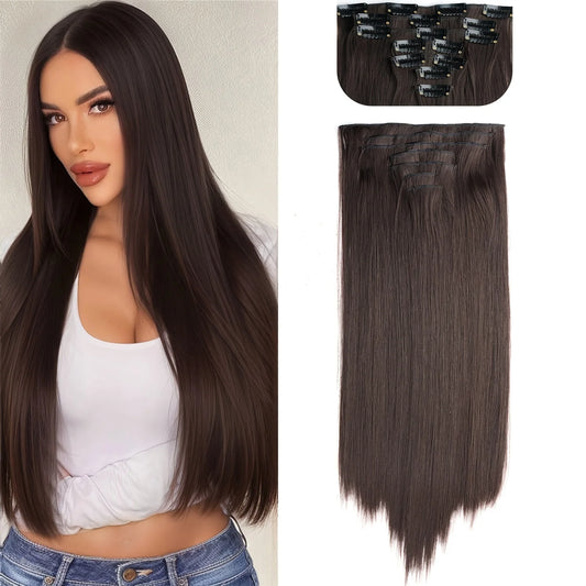 Long Straight Hairstyle 16 Clips 7Pcs/Set Hair Extensions