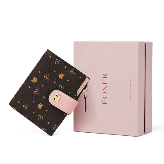 FOXER Small PVC Fashion Wallet - Cute Card Holder & Coin Purse for Women