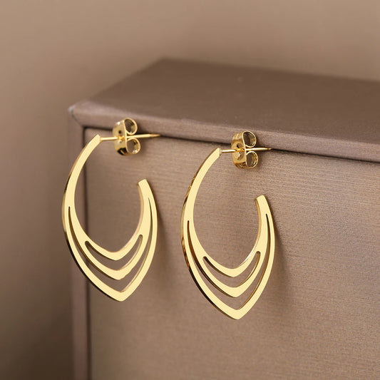 Vintage Stereoscopic Stainless Steel Earrings - Trendy Stud Jewelry for Women
