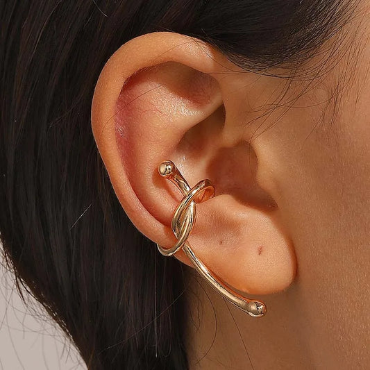 Gold Knotted Ear Clip - Fashion Jewelry for Women & Girls, No Piercing Needed