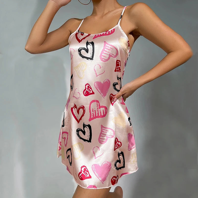 Women's Satin Floral Print Nightdress