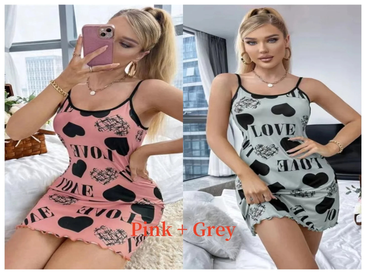 Summer Women's Sexy Halter Nightgown with Cute Printing