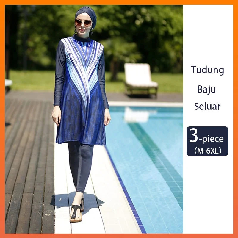 Plus Size Long-Sleeve Modest Burkini Cover-Up